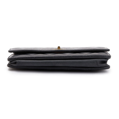 Chanel Black Aged Calfskin Leather Reissue Wallet on Chain