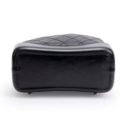Chanel Black Aged Calfskin Leather Small Gabrielle Backpack