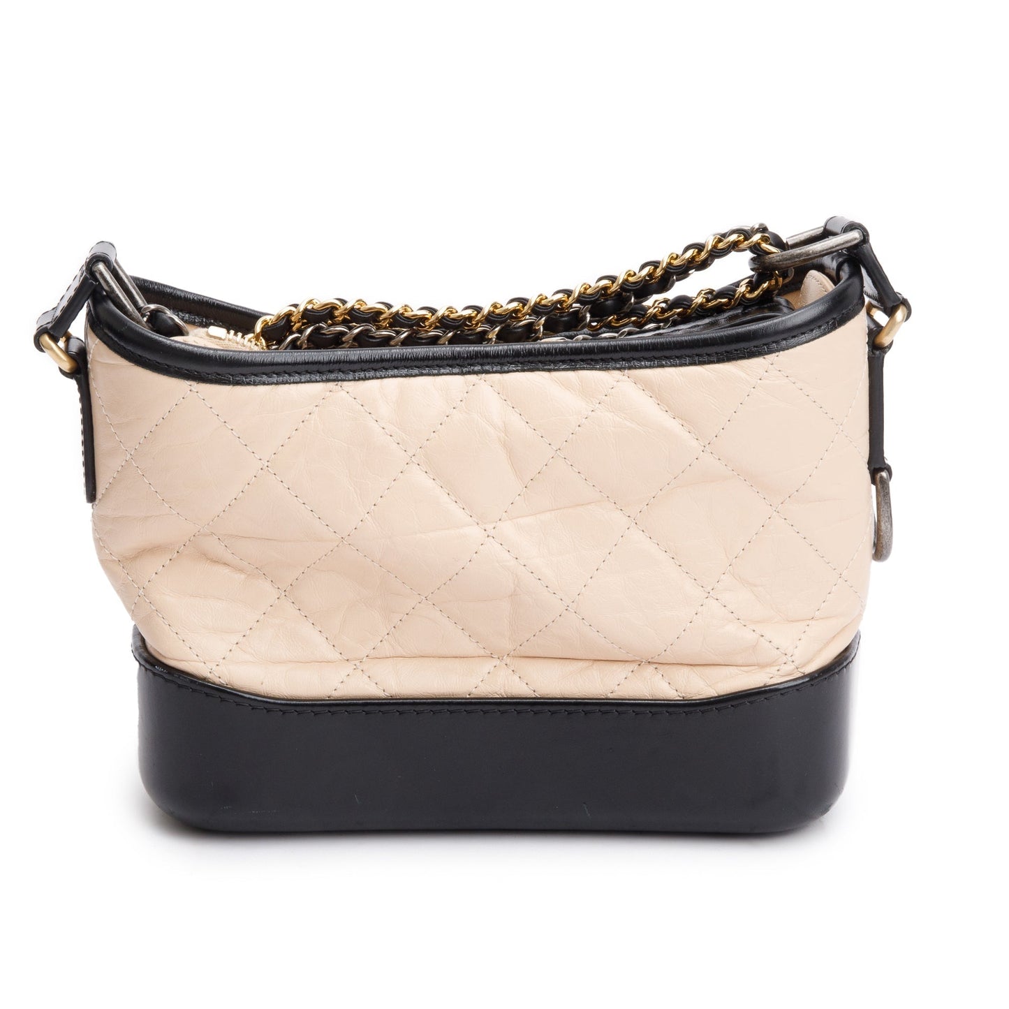 Chanel Black & Beige Aged Calfskin Leather Small Gabrielle Hobo