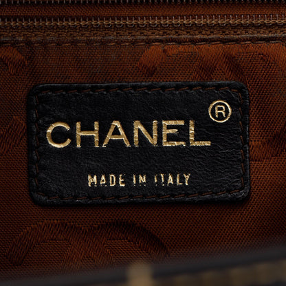 Chanel Black Cafskin Leather Wild Stitch Choco Bar Tote