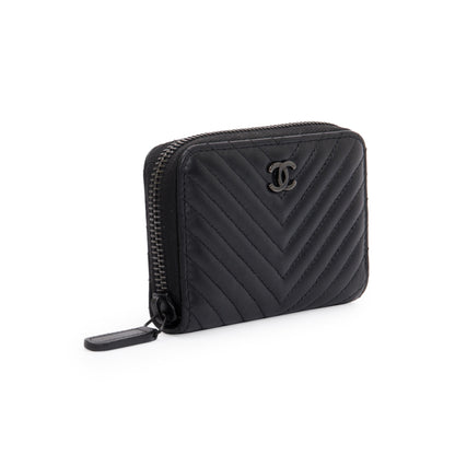 Chanel Black Calfskin Leather Classic Zipped Coin Purse