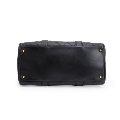 Chanel Black Calfskin Leather Diamond Stitch Boston Bag