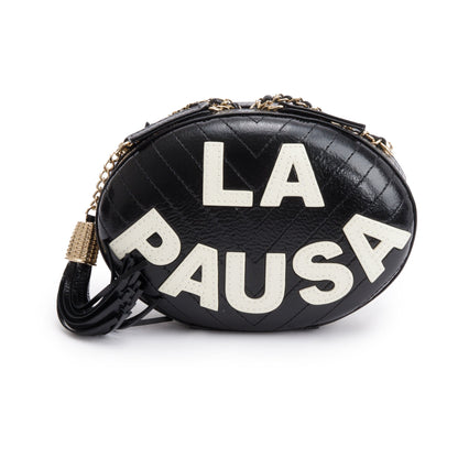 Chanel Black Calfskin Leather La Pausa Tassel Clutch Crossbody Bag