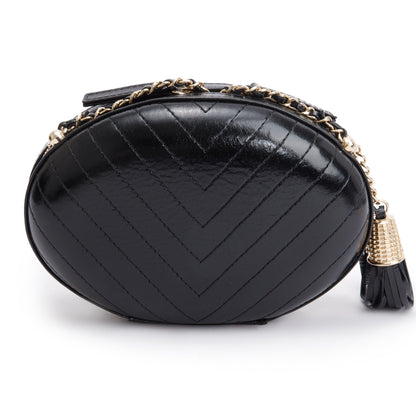 Chanel Black Calfskin Leather La Pausa Tassel Clutch Crossbody Bag
