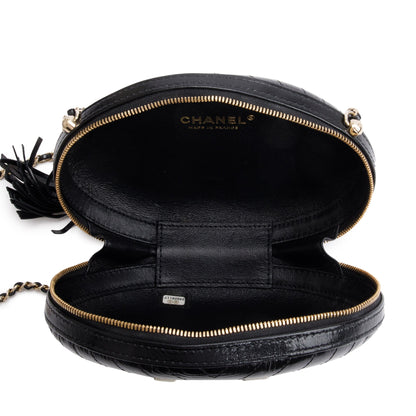 Chanel Black Calfskin Leather La Pausa Tassel Clutch Crossbody Bag