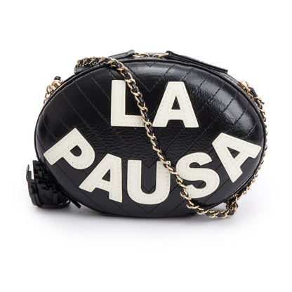 Chanel Black Calfskin Leather La Pausa Tassel Clutch Crossbody Bag