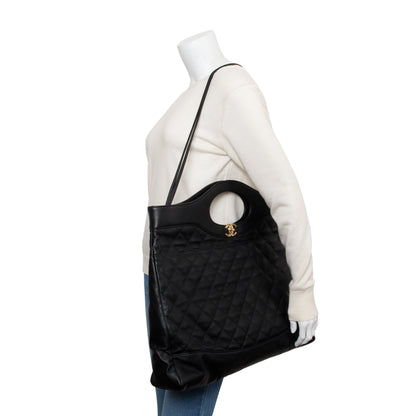 Chanel Black Calfskin Leather Large 31 Shopping Tote