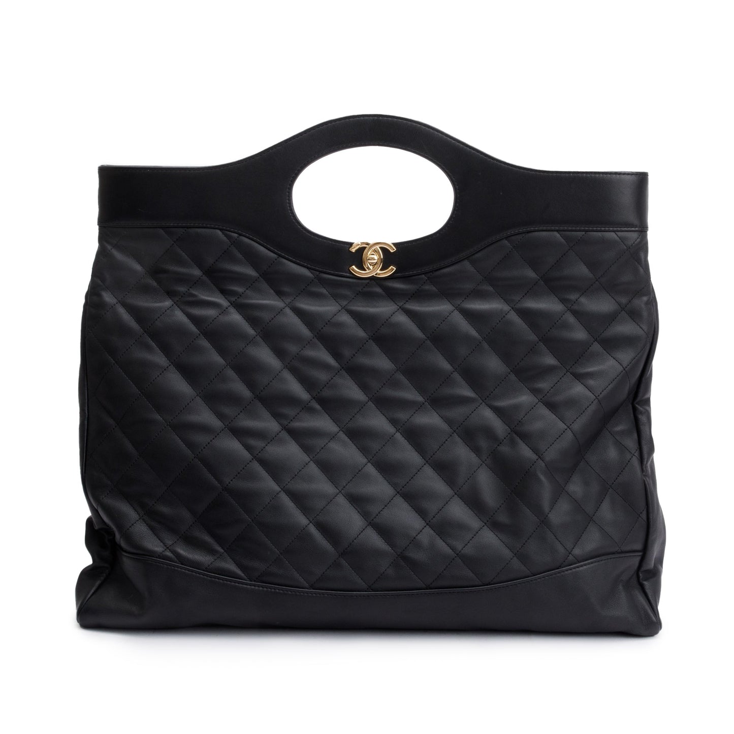 Chanel Black Calfskin Leather Large 31 Shopping Tote