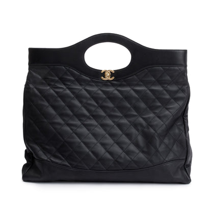Chanel Black Calfskin Leather Large 31 Shopping Tote