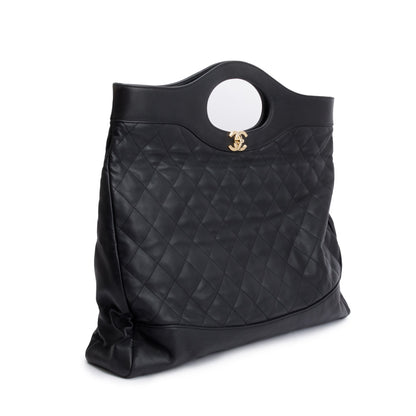 Chanel Black Calfskin Leather Large 31 Shopping Tote
