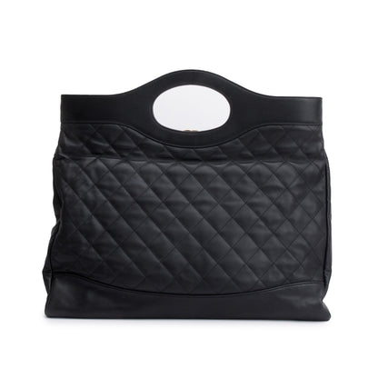 Chanel Black Calfskin Leather Large 31 Shopping Tote