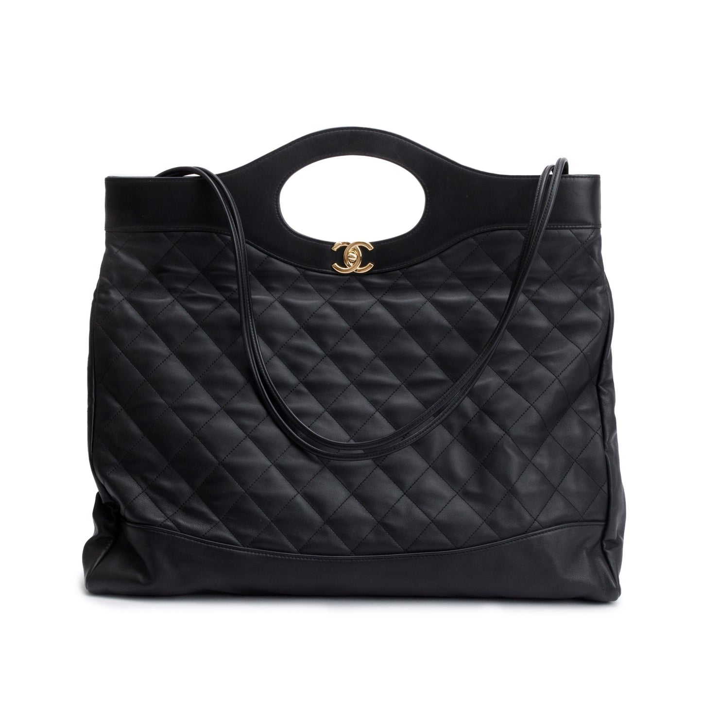 Chanel Black Calfskin Leather Large 31 Shopping Tote