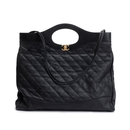 Chanel Black Calfskin Leather Large 31 Shopping Tote