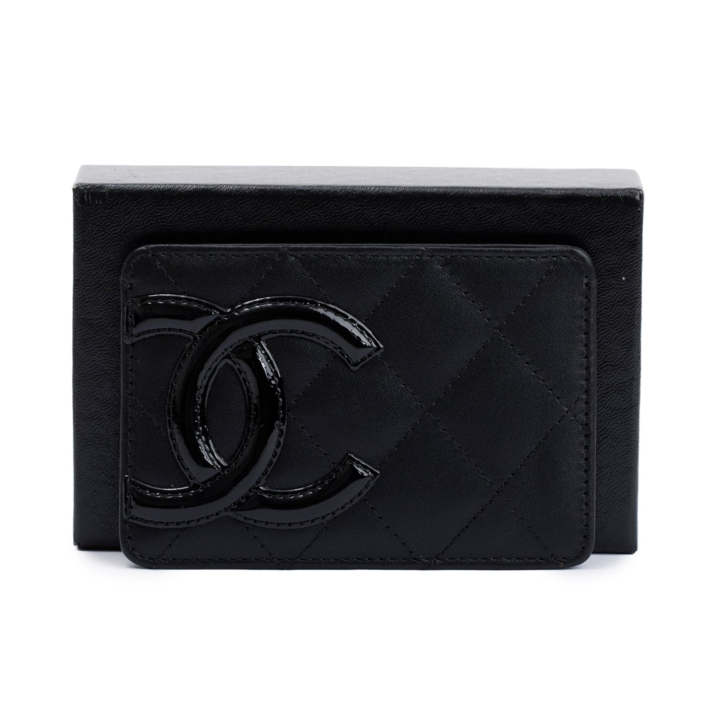 Chanel Black Calfskin Leather Ligne Cambon Card Holder