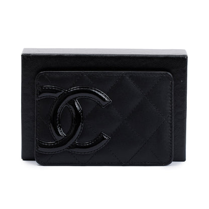 Chanel Black Calfskin Leather Ligne Cambon Card Holder