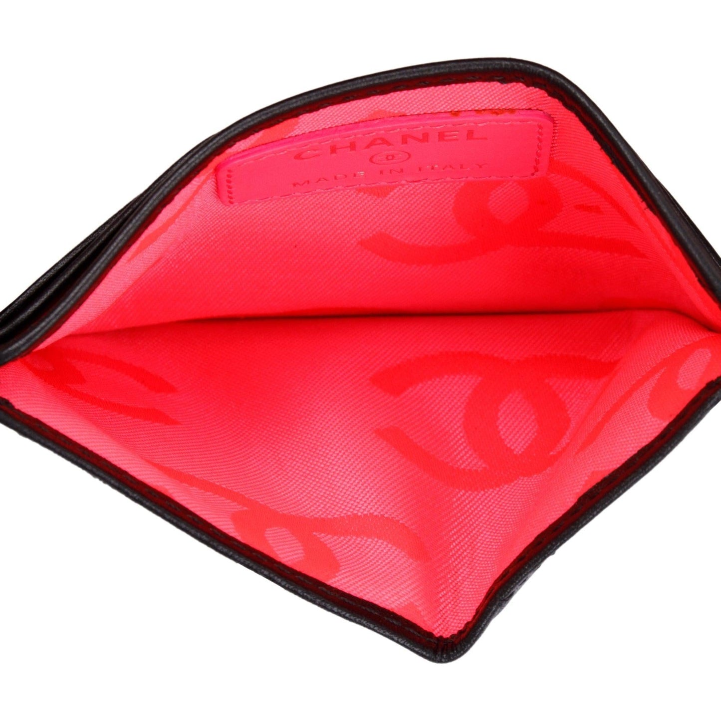 Chanel Black Calfskin Leather Ligne Cambon Card Holder