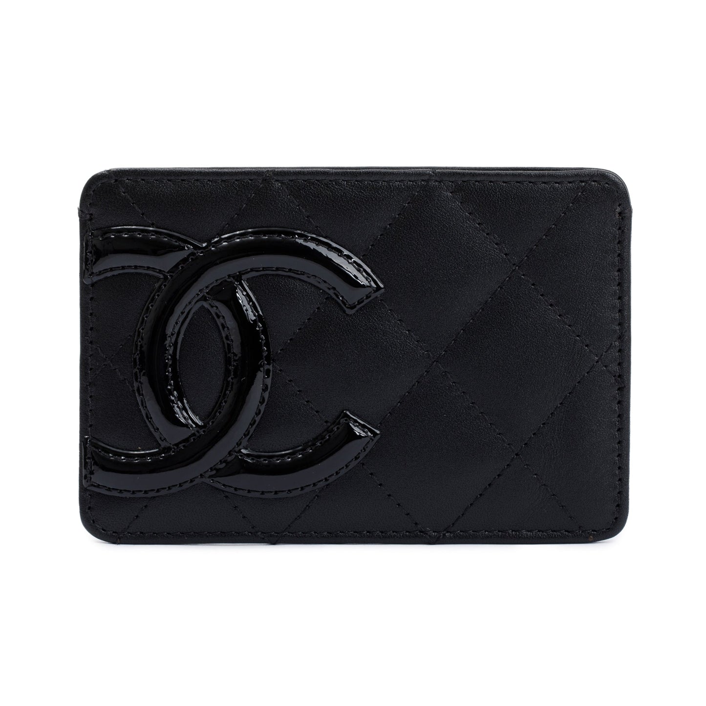 Chanel Black Calfskin Leather Ligne Cambon Card Holder