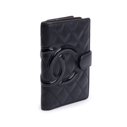 Chanel Black Calfskin Leather Ligne Cambon Compact Wallet