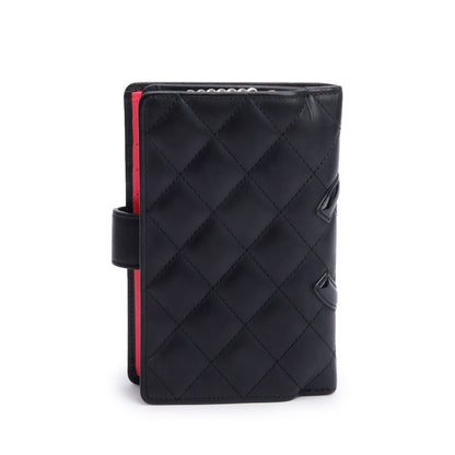 Chanel Black Calfskin Leather Ligne Cambon Compact Wallet