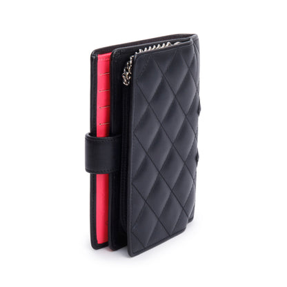 Chanel Black Calfskin Leather Ligne Cambon Compact Wallet