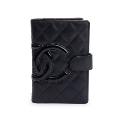 Chanel Black Calfskin Leather Ligne Cambon Compact Wallet