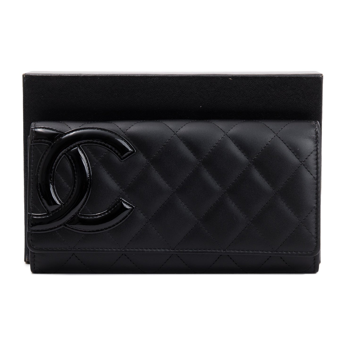 Chanel Black Calfskin Leather Ligne Cambon Continental Flap Wallet