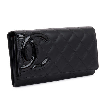Chanel Black Calfskin Leather Ligne Cambon Continental Flap Wallet