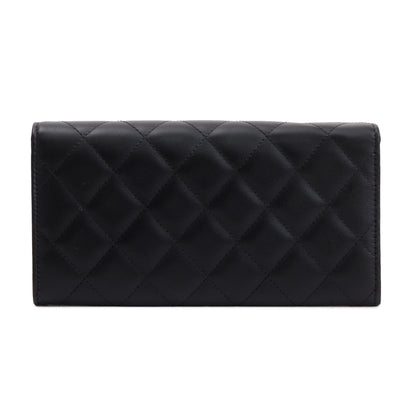 Chanel Black Calfskin Leather Ligne Cambon Continental Flap Wallet