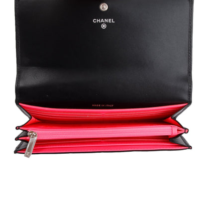 Chanel Black Calfskin Leather Ligne Cambon Continental Flap Wallet