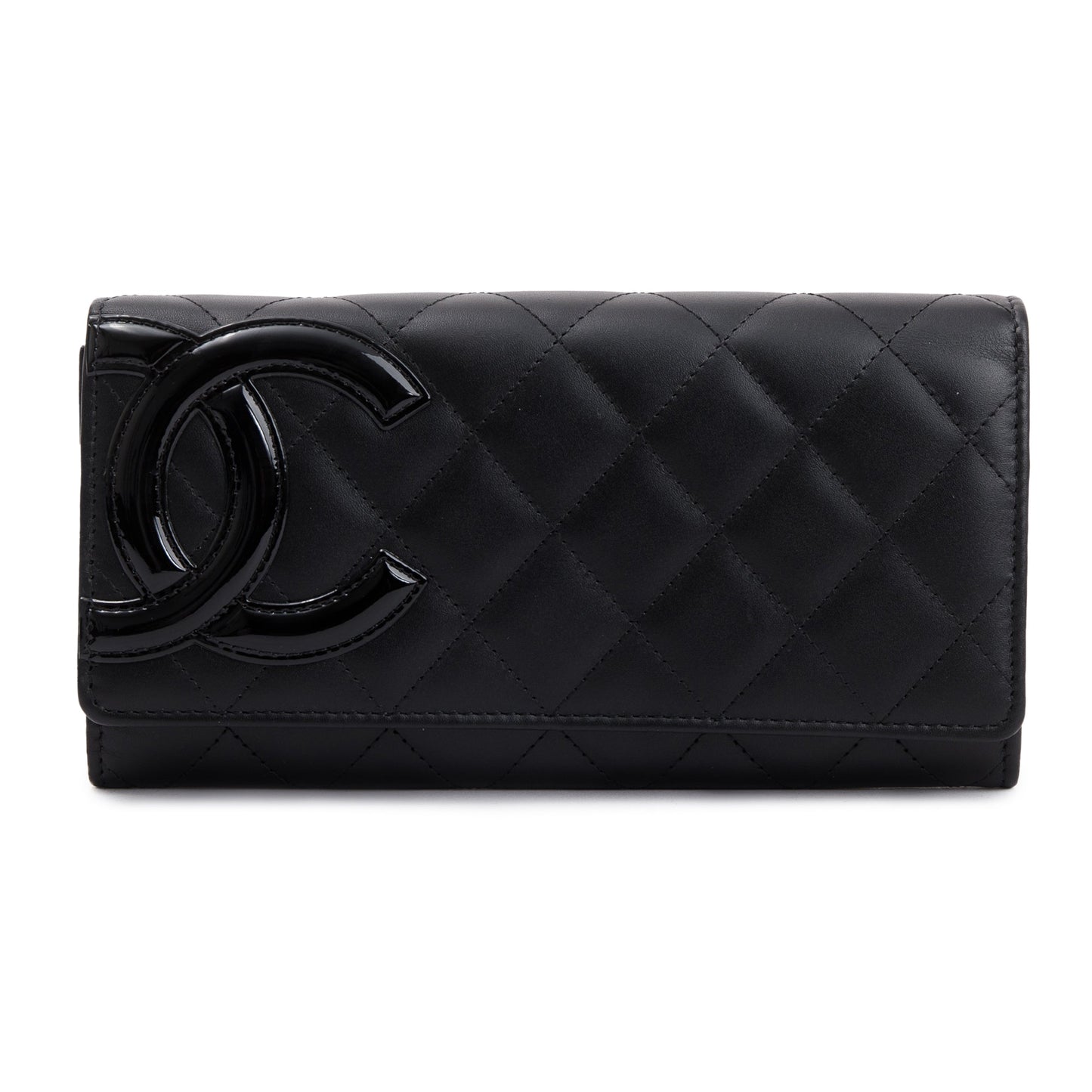 Chanel Black Calfskin Leather Ligne Cambon Continental Flap Wallet