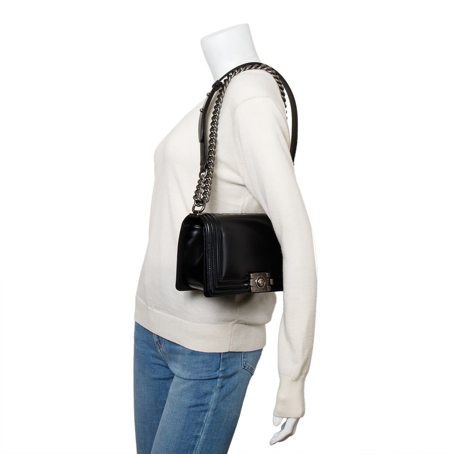 Chanel Black Calfskin Leather Medium Original Clasp Boy Bag