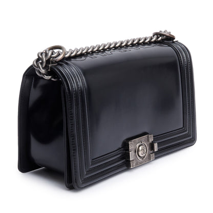 Chanel Black Calfskin Leather Medium Original Clasp Boy Bag