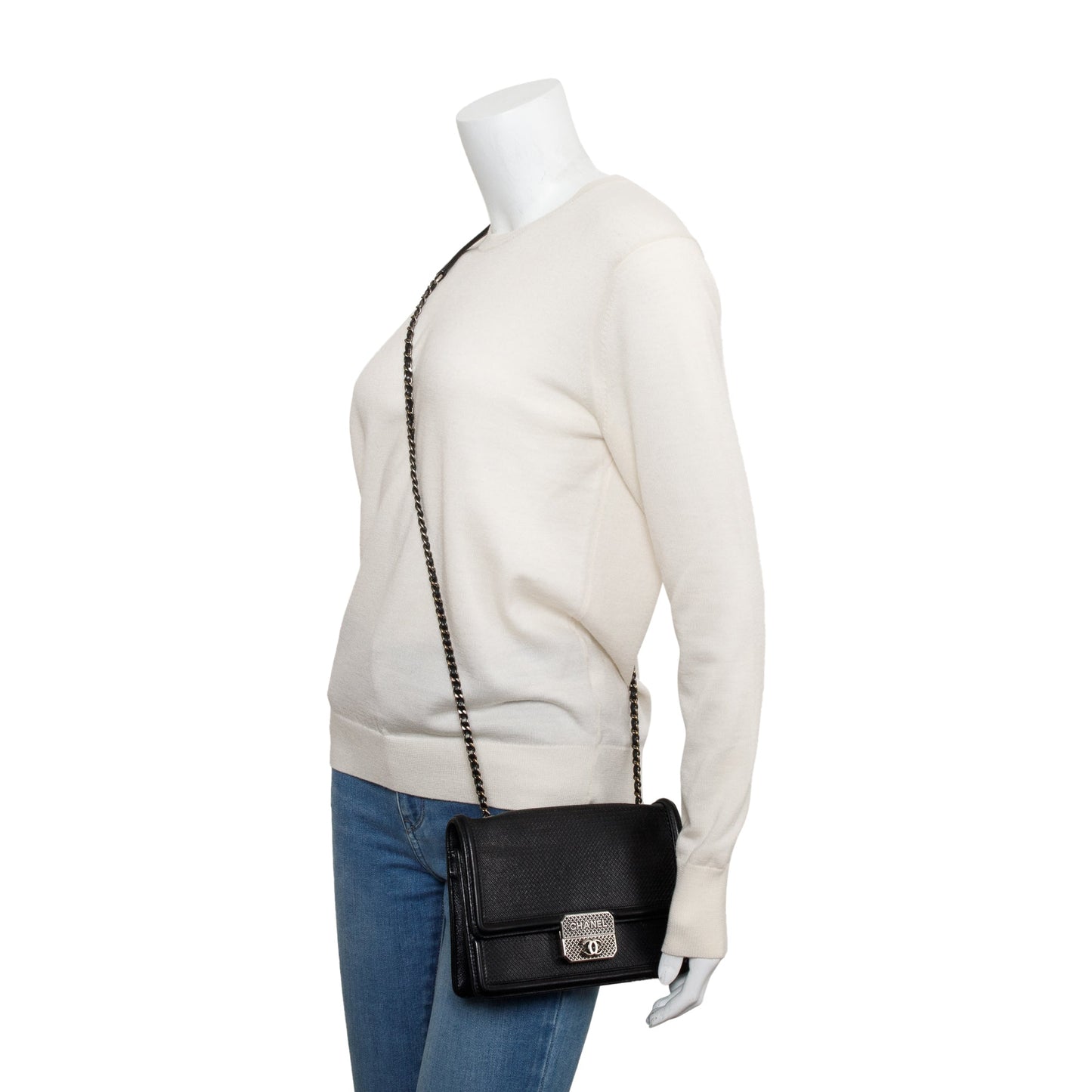 Chanel Black Calfskin Leather Micro Retro Flap Bag
