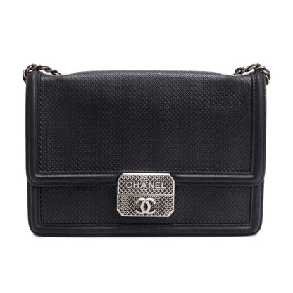 Chanel Black Calfskin Leather Micro Retro Flap Bag