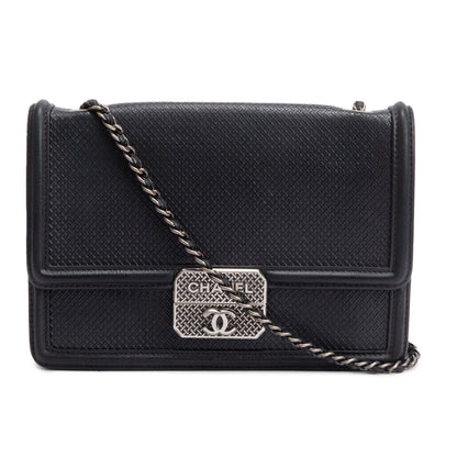 Chanel Black Calfskin Leather Micro Retro Flap Bag