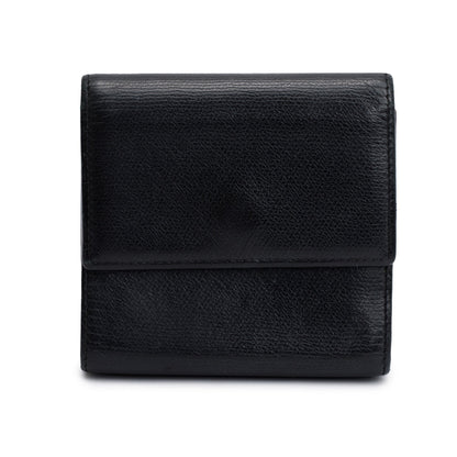 Chanel Black Calfskin Leather Mini Coco Button Trifold Compact Wallet