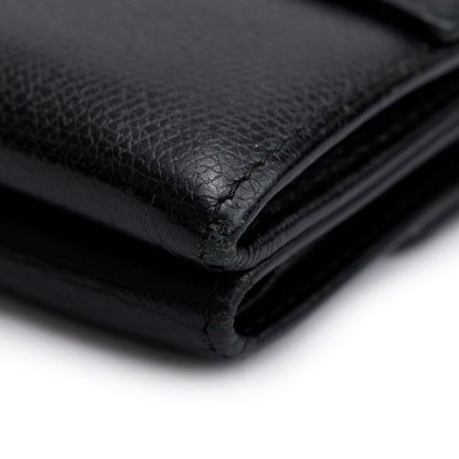 Chanel Black Calfskin Leather Mini Coco Button Trifold Compact Wallet