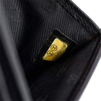 Chanel Black Calfskin Leather Mini Coco Button Trifold Compact Wallet