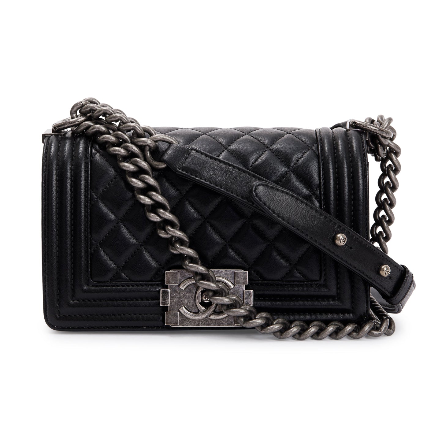Chanel Black Calfskin Leather Small Boy Bag