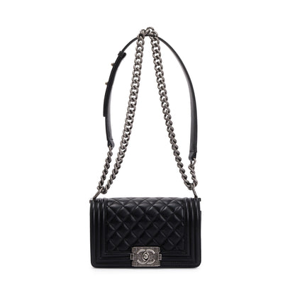 Chanel Black Calfskin Leather Small Boy Bag