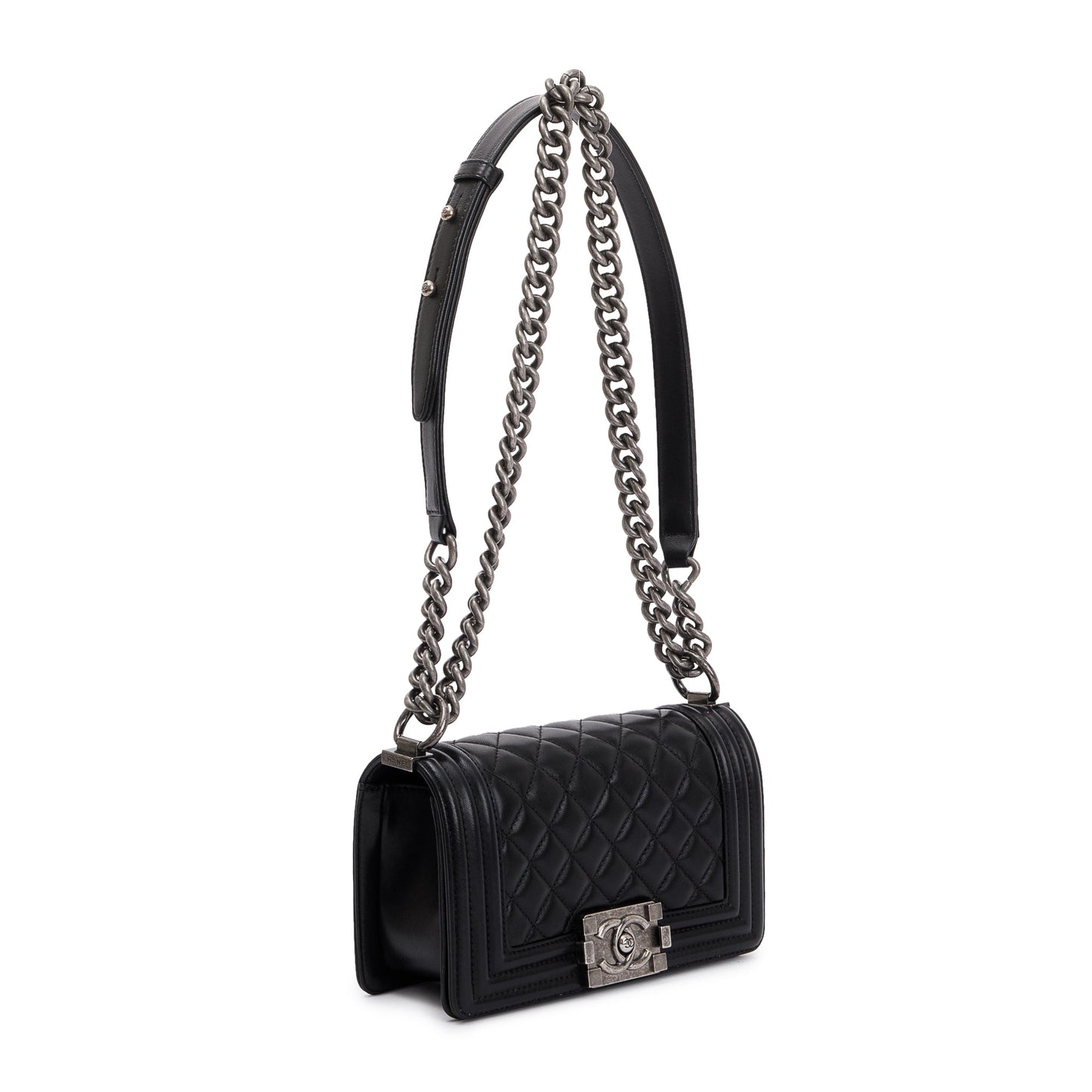 Chanel Black Calfskin Leather Small Boy Bag