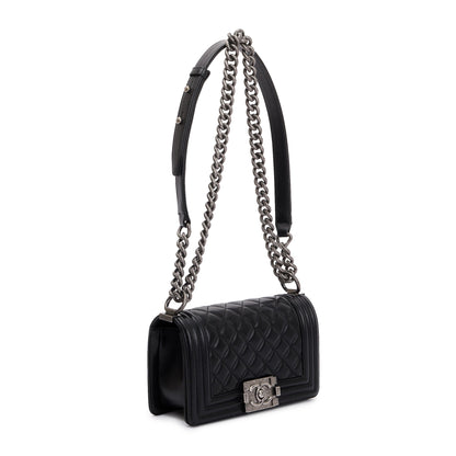 Chanel Black Calfskin Leather Small Boy Bag