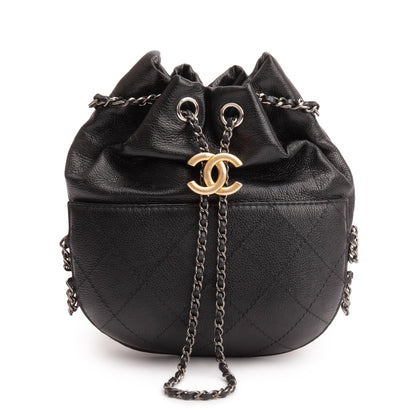 Chanel Black Calfskin Leather Small Gabrielle Bucket Purse