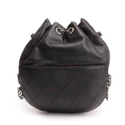 Chanel Black Calfskin Leather Small Gabrielle Bucket Purse