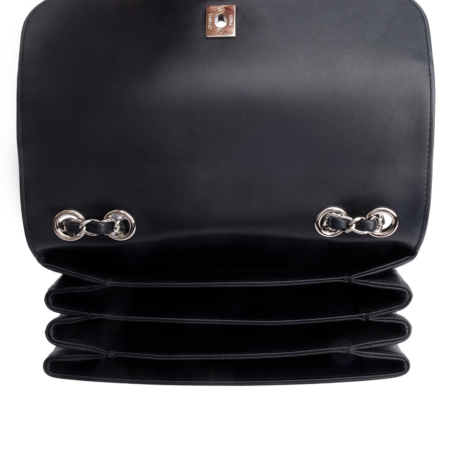 Chanel Black Calfskin Leather Small Tramezzo Flap Bag