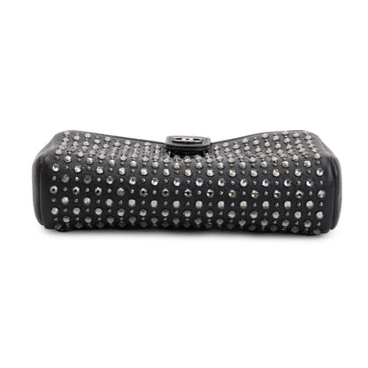 Chanel Black Calfskin Leather Strass Studded Phone Holder Clutch