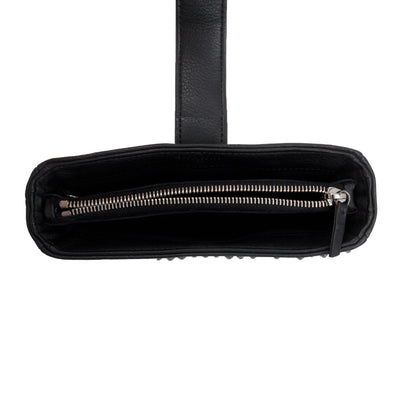 Chanel Black Calfskin Leather Strass Studded Phone Holder Clutch