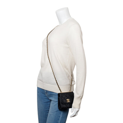 Chanel Black Calfskin Leather Trendy CC Micro Flap Bag