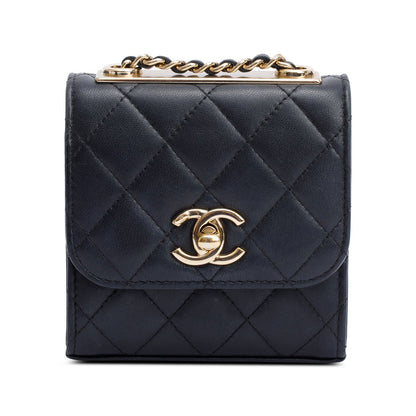 Chanel Black Calfskin Leather Trendy CC Micro Flap Bag