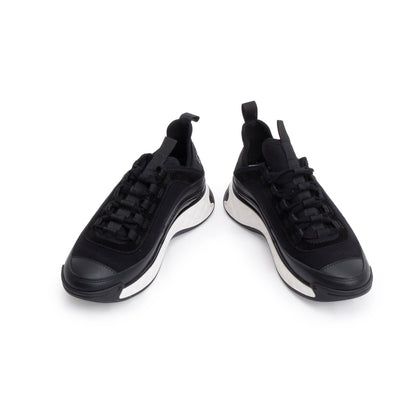 Chanel Black Calfskin Neoprene Interlocking CC Logo Sneakers, Size 36.5